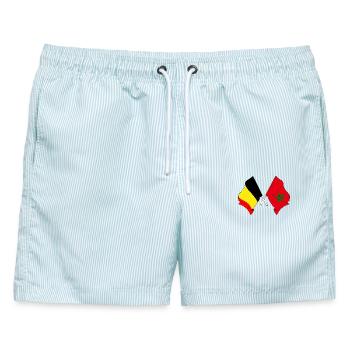 Flagge von Belgien, Flagge Marokko - Männer Badeshorts - hellblau gestreift - Vorne - AI Model Male 178 light (178cm)