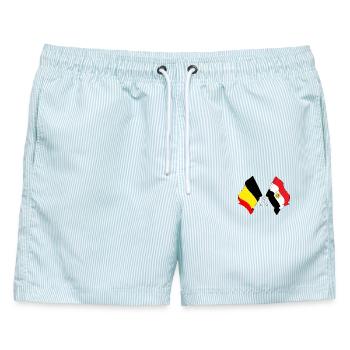Flagge Belgien, Flagge Ägypten - Männer Badeshorts - hellblau gestreift - Vorne - AI Model Male 178 light (178cm)