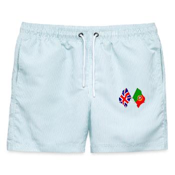 Flagge England, Flagge Portugal - Männer Badeshorts - hellblau gestreift - Vorne - AI Model Male 178 light (178cm)