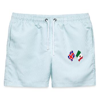 England-Flagge, Mexiko-Flagge - Männer Badeshorts - hellblau gestreift - Vorne - AI Model Male 178 light (178cm)