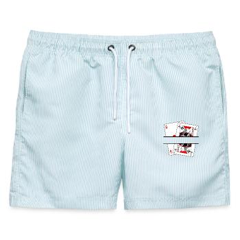 Blackjack-Banner - Männer Badeshorts - hellblau gestreift - Vorne - AI Model Male 178 light (178cm)