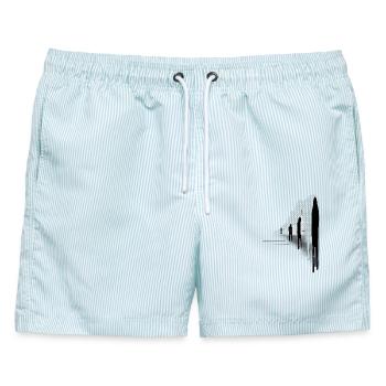 Stille Silhouetten - Männer Badeshorts - hellblau gestreift - Vorne - AI Model Male 178 light (178cm)