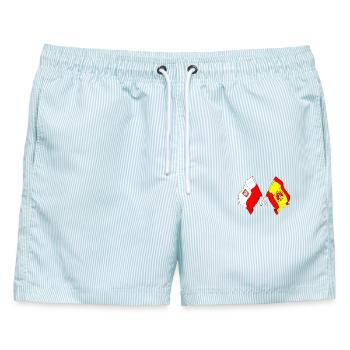 Flagge Polen, Flagge Spanien - Männer Badeshorts - hellblau gestreift - Vorne - AI Model Male 178 light (178cm)