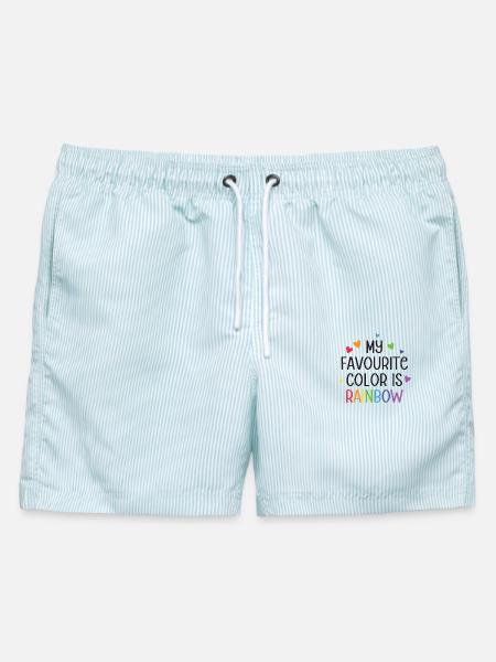 LGBT Pride Month - Meine Lieblingsfarbe ist Regenbogen - Männer Badeshorts - hellblau gestreift