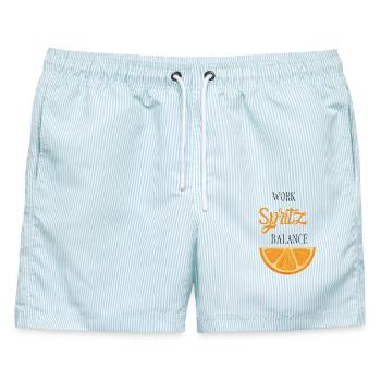 Work Spritz Balance - Männer Badeshorts - hellblau gestreift - Vorne - AI Model Male 178 light (178cm)