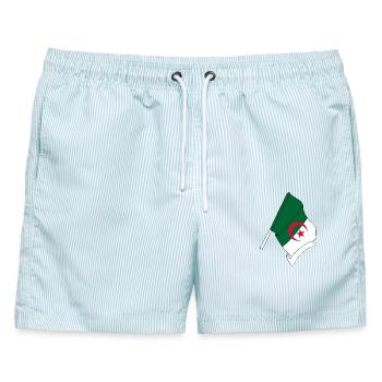 Flagge Algerien - Männer Badeshorts - hellblau gestreift - Vorne - AI Model Male 178 light (178cm)