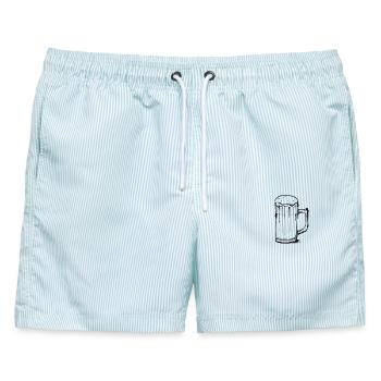 Gezeichnetes Glas Bier - Männer Badeshorts - hellblau gestreift - Vorne - AI Model Male 178 light (178cm)