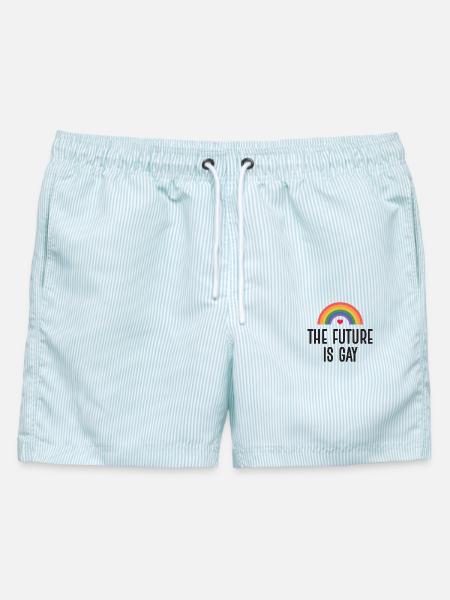 LGBT Pride Month - Die Zukunft ist schwul - Männer Badeshorts - hellblau gestreift