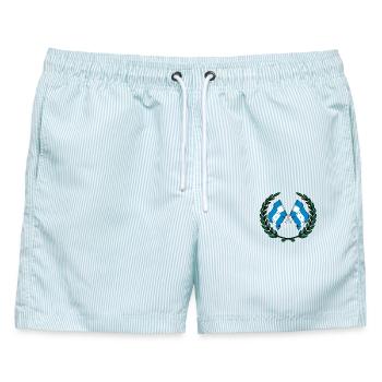 Flaggen Honduras im Lorbeerkranz - Männer Badeshorts - hellblau gestreift - Vorne - AI Model Male 178 light (178cm)