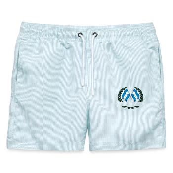 Flaggen Honduras Lorbeerkranz-Banner - Männer Badeshorts - hellblau gestreift - Vorne - AI Model Male 178 light (178cm)