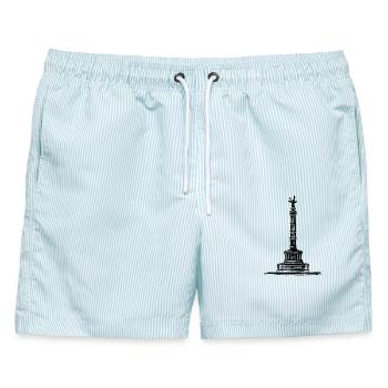 Berlin - Siegessäule/Goldelse - Männer Badeshorts - hellblau gestreift - Vorne - AI Model Male 178 light (178cm)