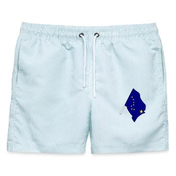 Flagge Alaska - Männer Badeshorts - hellblau gestreift - Vorne - AI Model Male 178 light (178cm)