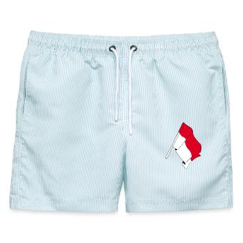 Flagge Indonesien - Männer Badeshorts - hellblau gestreift - Vorne - AI Model Male 178 light (178cm)