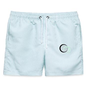 Kosmische Kreise - Männer Badeshorts - hellblau gestreift - Vorne - AI Model Male 178 light (178cm)