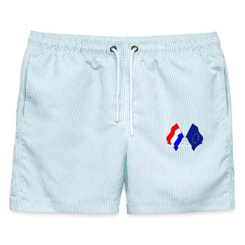Flagge Niederlande, Flagge Europa - Männer Badeshorts - hellblau gestreift - Vorne - AI Model Male 178 light (178cm)