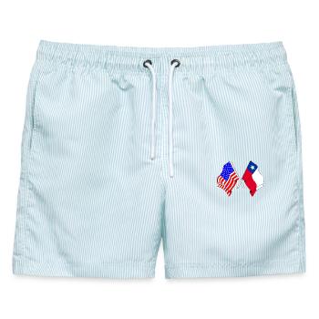 Flagge USA Chile - Männer Badeshorts - hellblau gestreift - Vorne - AI Model Male 178 light (178cm)