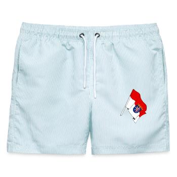 Flagge von Hessen - Männer Badeshorts - hellblau gestreift - Vorne - AI Model Male 178 light (178cm)