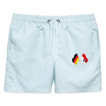 Flagge Deutschland, Hessen - Männer Badeshorts - hellblau gestreift - Vorne - AI Model Male 178 light (178cm)