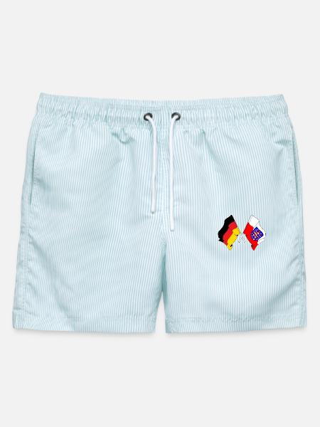 Flagge Deutschland Thüringen - Männer Badeshorts - hellblau gestreift