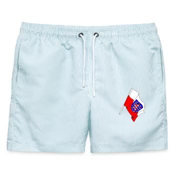 Flagge Thüringen - Männer Badeshorts - hellblau gestreift - Vorne - AI Model Male 178 light (178cm)