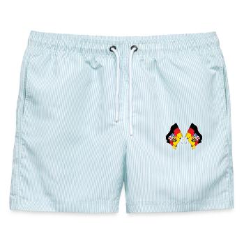 Fahnen durchquerten das Saarland - Männer Badeshorts - hellblau gestreift - Vorne - AI Model Male 178 light (178cm)