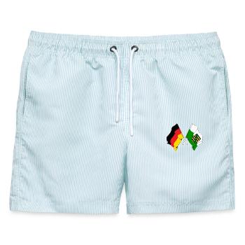 Flagge Deutschland, Sachsen - Männer Badeshorts - hellblau gestreift - Vorne - AI Model Male 178 light (178cm)