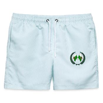 Fahnen Sachsen Lorbeerkranz - Männer Badeshorts - hellblau gestreift - Vorne - AI Model Male 178 light (178cm)