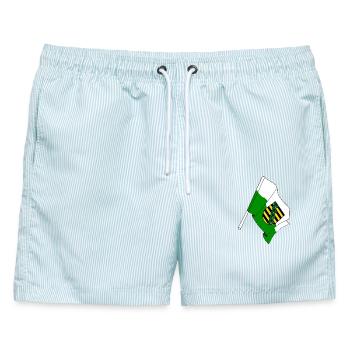 Flagge Sachsen - Männer Badeshorts - hellblau gestreift - Vorne - AI Model Male 178 light (178cm)