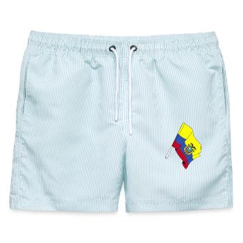 Flagge Ecuador - Männer Badeshorts - hellblau gestreift - Vorne - AI Model Male 178 light (178cm)