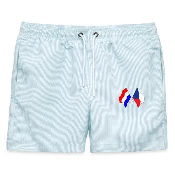 Flagge der Niederlande, Tschechische Republik - Männer Badeshorts - hellblau gestreift - Vorne - AI Model Male 178 light (178cm)