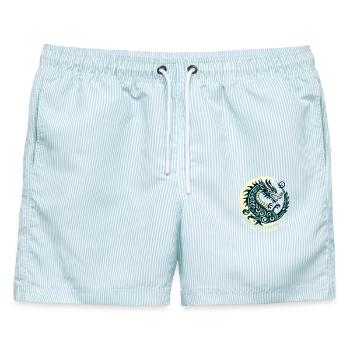 Lass den Drachen raus - Männer Badeshorts - hellblau gestreift - Vorne - AI Model Male 178 light (178cm)