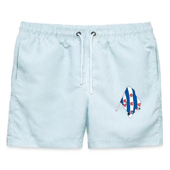 Flagge der Provinz Friesland - Männer Badeshorts - hellblau gestreift - Vorne - AI Model Male 178 light (178cm)