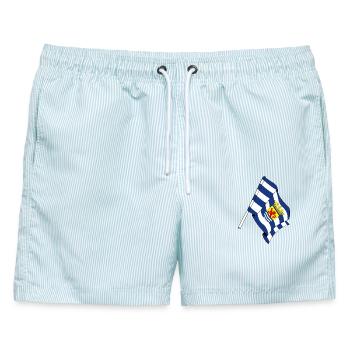 Flagge der Provinz Zeeland - Männer Badeshorts - hellblau gestreift - Vorne - AI Model Male 178 light (178cm)