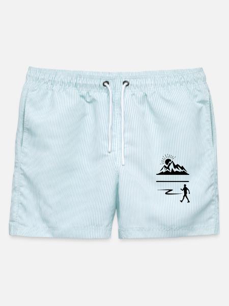 Wanderer Mann Berge Banner - Männer Badeshorts - hellblau gestreift