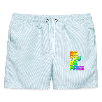 Typo Be You Be Free Diversity hf Rainbow Shadow - Männer Badeshorts - hellblau gestreift - Vorne - AI Model Male 178 light (178cm)