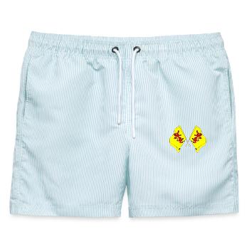 Zwei Flaggen der Provinz Südholland - Männer Badeshorts - hellblau gestreift - Vorne - AI Model Male 178 light (178cm)