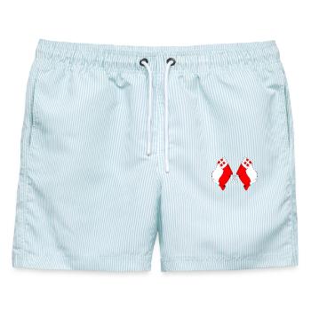 Zwei Flaggen der Provinz Utrecht - Männer Badeshorts - hellblau gestreift - Vorne - AI Model Male 178 light (178cm)