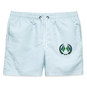Flaggen der Provinz Flevoland mit Lorbeerkranz - Männer Badeshorts - hellblau gestreift - Vorne - AI Model Male 178 light (178cm)