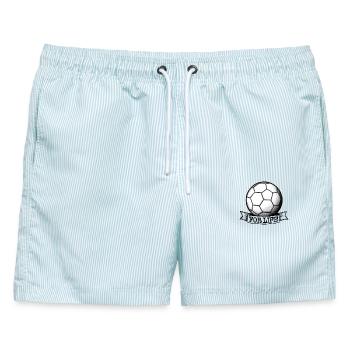 Fussball For Life - Männer Badeshorts - hellblau gestreift - Vorne - AI Model Male 178 light (178cm)