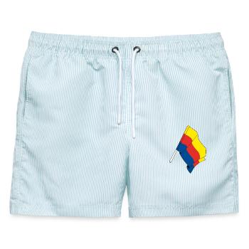 Flagge der Provinz Nordholland - Männer Badeshorts - hellblau gestreift - Vorne - AI Model Male 178 light (178cm)