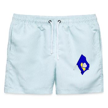 Flagge Region Brüssel-Hauptstadt Belgien - Männer Badeshorts - hellblau gestreift - Vorne - AI Model Male 178 light (178cm)