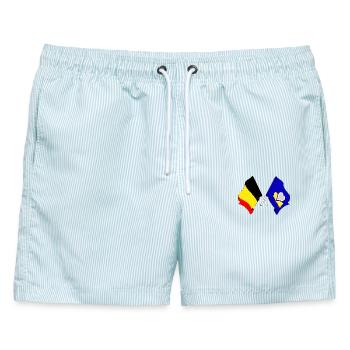 Flagge Belgien, die Region Brüssel-Hauptstadt - Männer Badeshorts - hellblau gestreift - Vorne - AI Model Male 178 light (178cm)