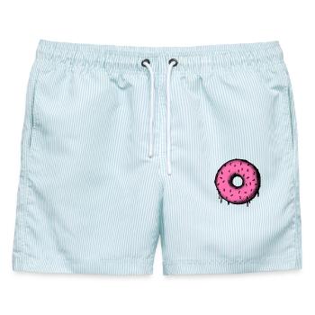 Delicious Donut Circle - Männer Badeshorts - hellblau gestreift - Vorne - AI Model Male 178 light (178cm)