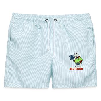Beuteltier - Notfallmedizin & Anästhesie Buddy - Männer Badeshorts - hellblau gestreift - Vorne - AI Model Male 178 light (178cm)