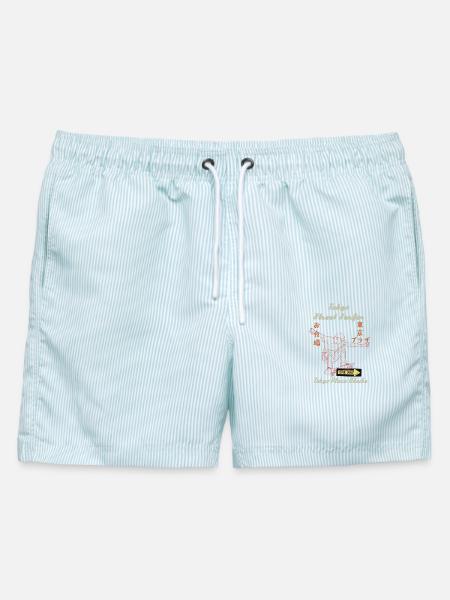 Tokyo Surfer Dude - Männer Badeshorts - hellblau gestreift