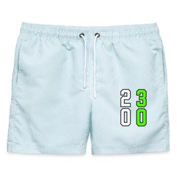 23 Zero - Männer Badeshorts - hellblau gestreift - Vorne - AI Model Male 178 light (178cm)