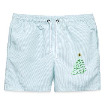 Weihnachtsbaum Spirale mit Stern - Männer Badeshorts - hellblau gestreift - Vorne - AI Model Male 178 light (178cm)