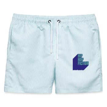 Hip Hop Fiction - Männer Badeshorts - hellblau gestreift - Vorne - AI Model Male 178 light (178cm)