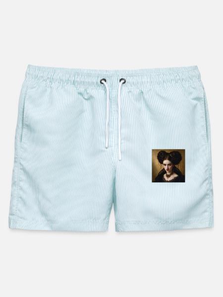 Weiblicher Vampir - Männer Badeshorts - hellblau gestreift