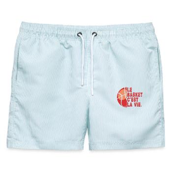 Basketball ist ein Geschenk des Lebens Basketball - Männer Badeshorts - hellblau gestreift - Vorne - AI Model Male 178 light (178cm)